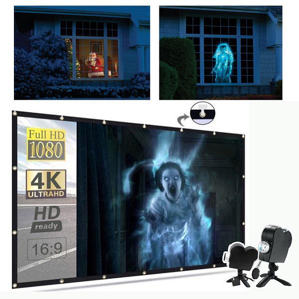 Proyector de Halloween | Ventanas e interiores | 12 películas incluidas | Instalación fácil