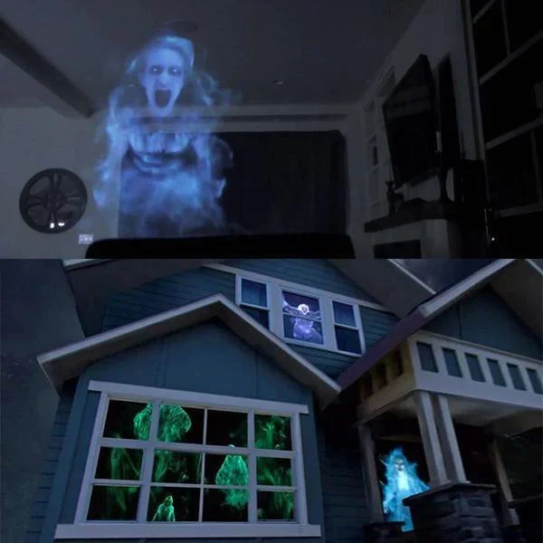 Proyector de Halloween | Ventanas e interiores | 12 películas incluidas | Instalación fácil
