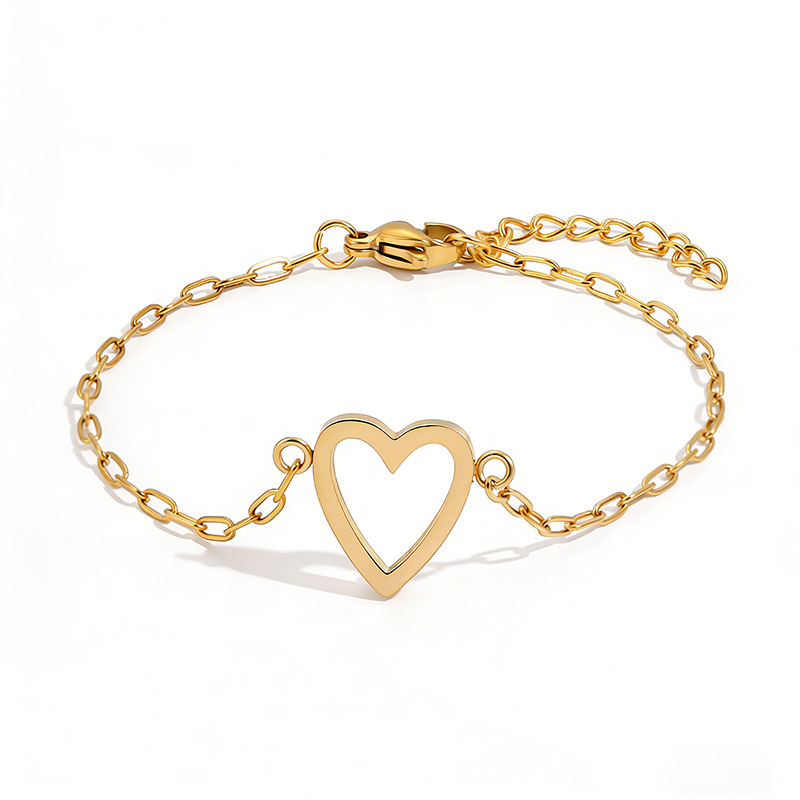 Pulsera ajustable de corazón con cadena para pareja a juego