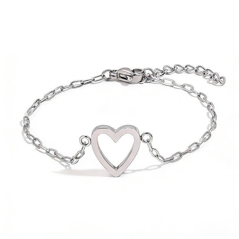 Pulsera ajustable de corazón con cadena para pareja a juego