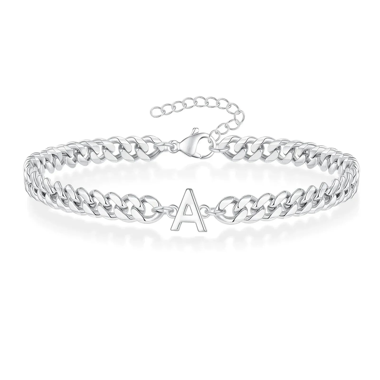 Pulsera cubana con inicial para parejas