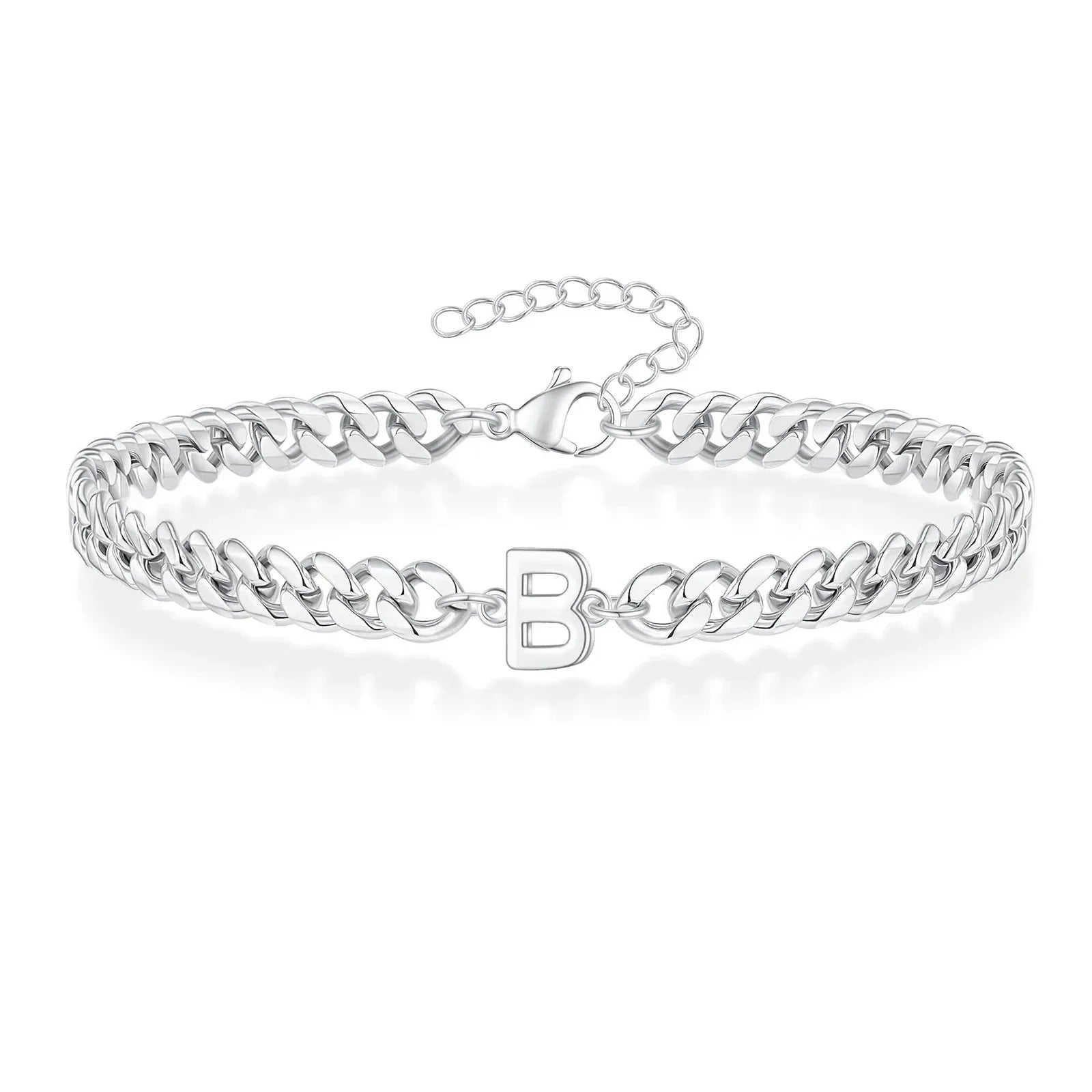 Pulsera cubana con inicial para parejas