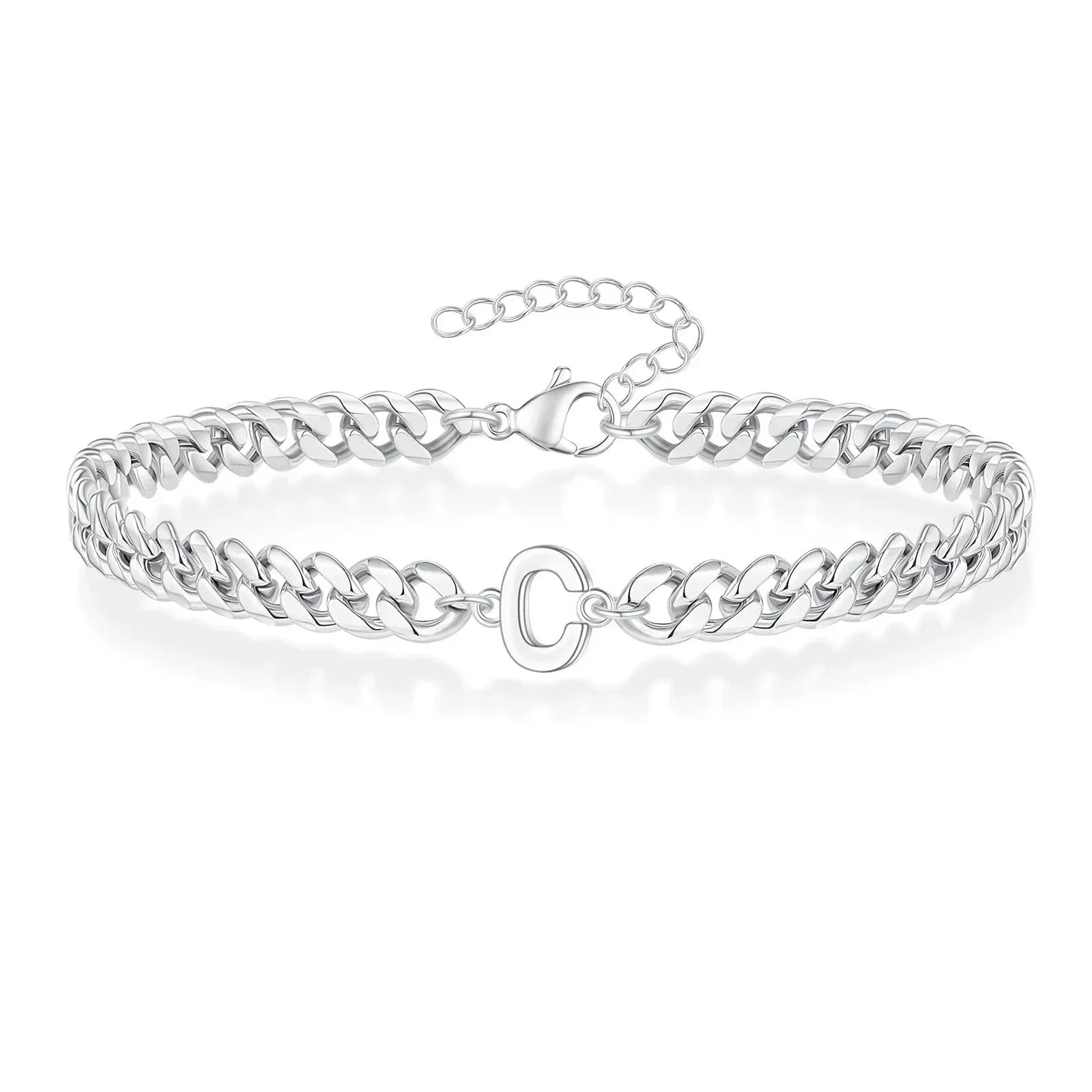 Pulsera cubana con inicial para parejas