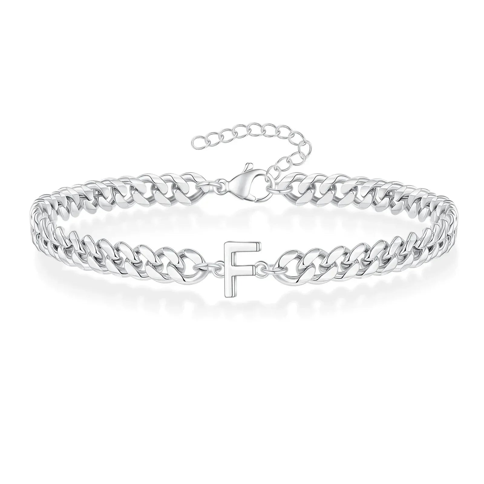 Pulsera cubana con inicial para parejas