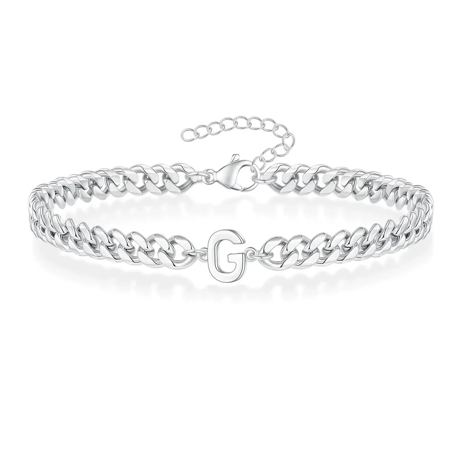 Pulsera cubana con inicial para parejas