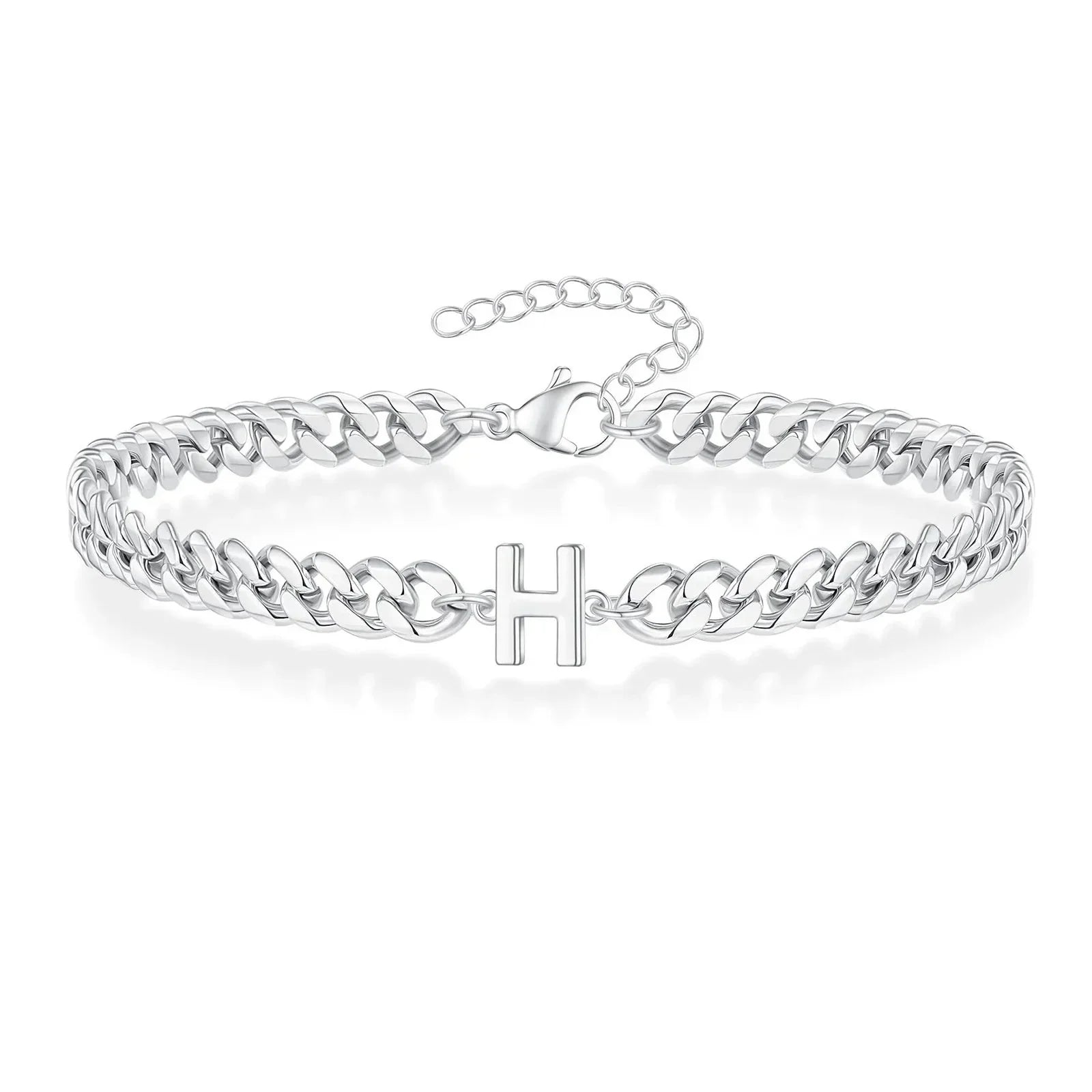Pulsera cubana con inicial para parejas