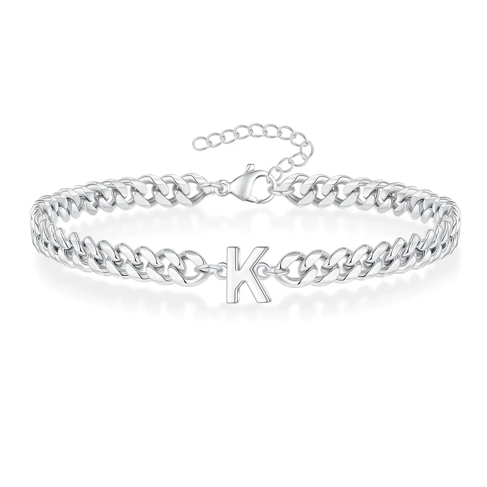 Pulsera cubana con inicial para parejas