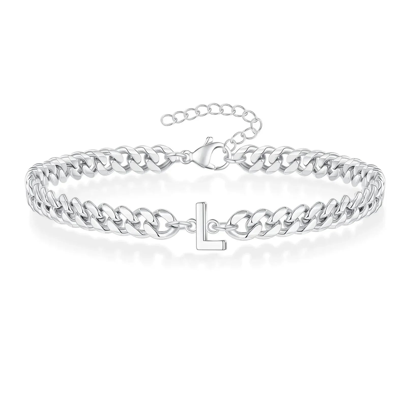 Pulsera cubana con inicial para parejas