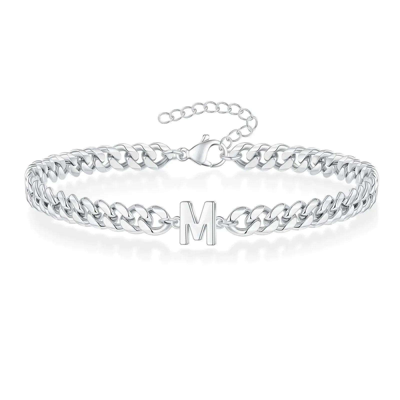 Pulsera cubana con inicial para parejas