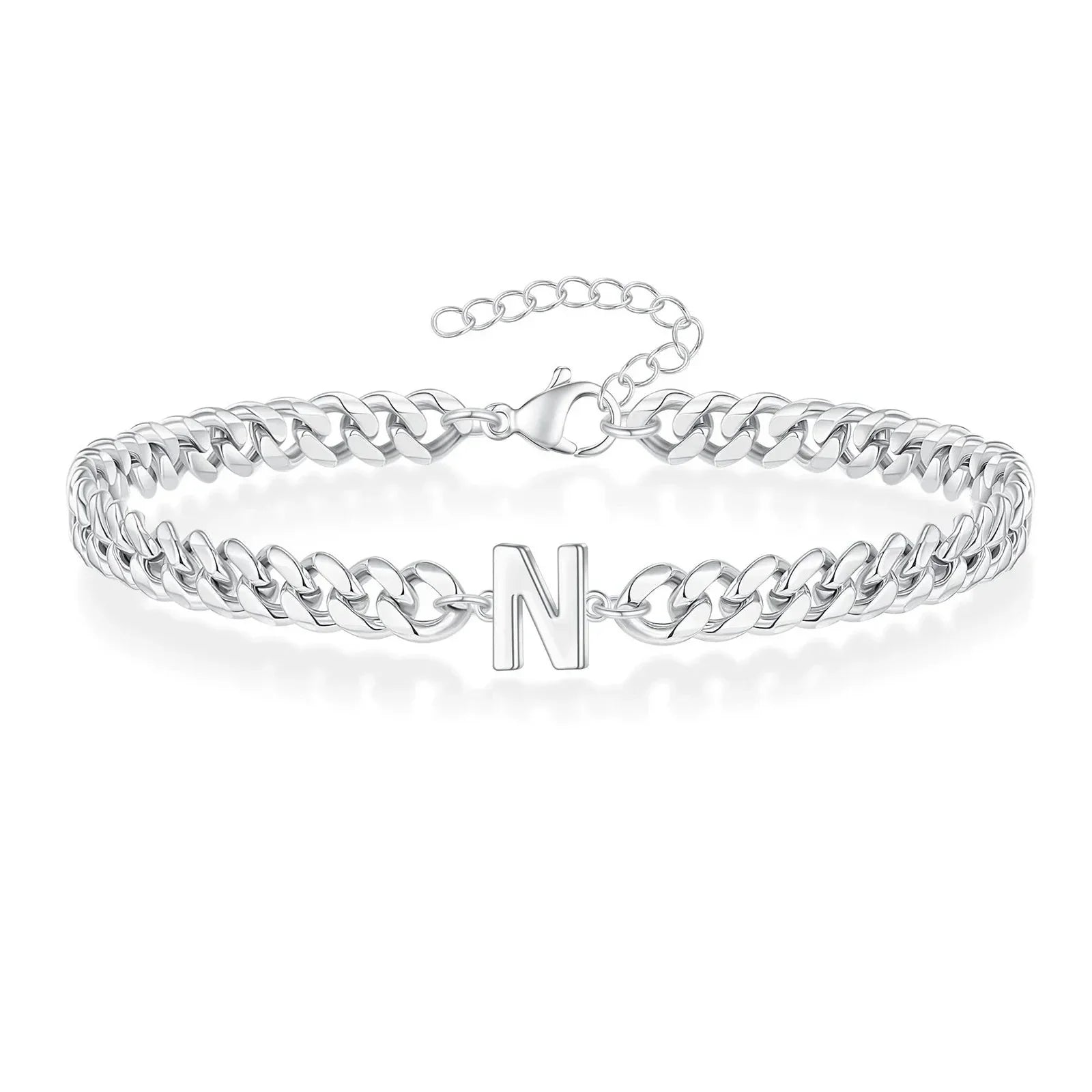 Pulsera cubana con inicial para parejas