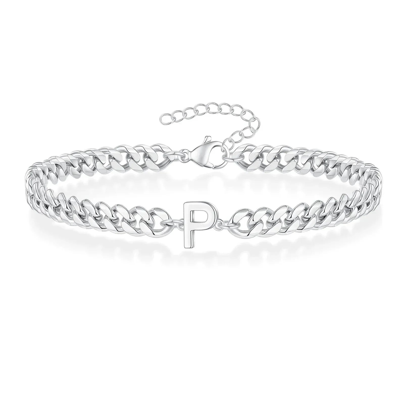 Pulsera cubana con inicial para parejas