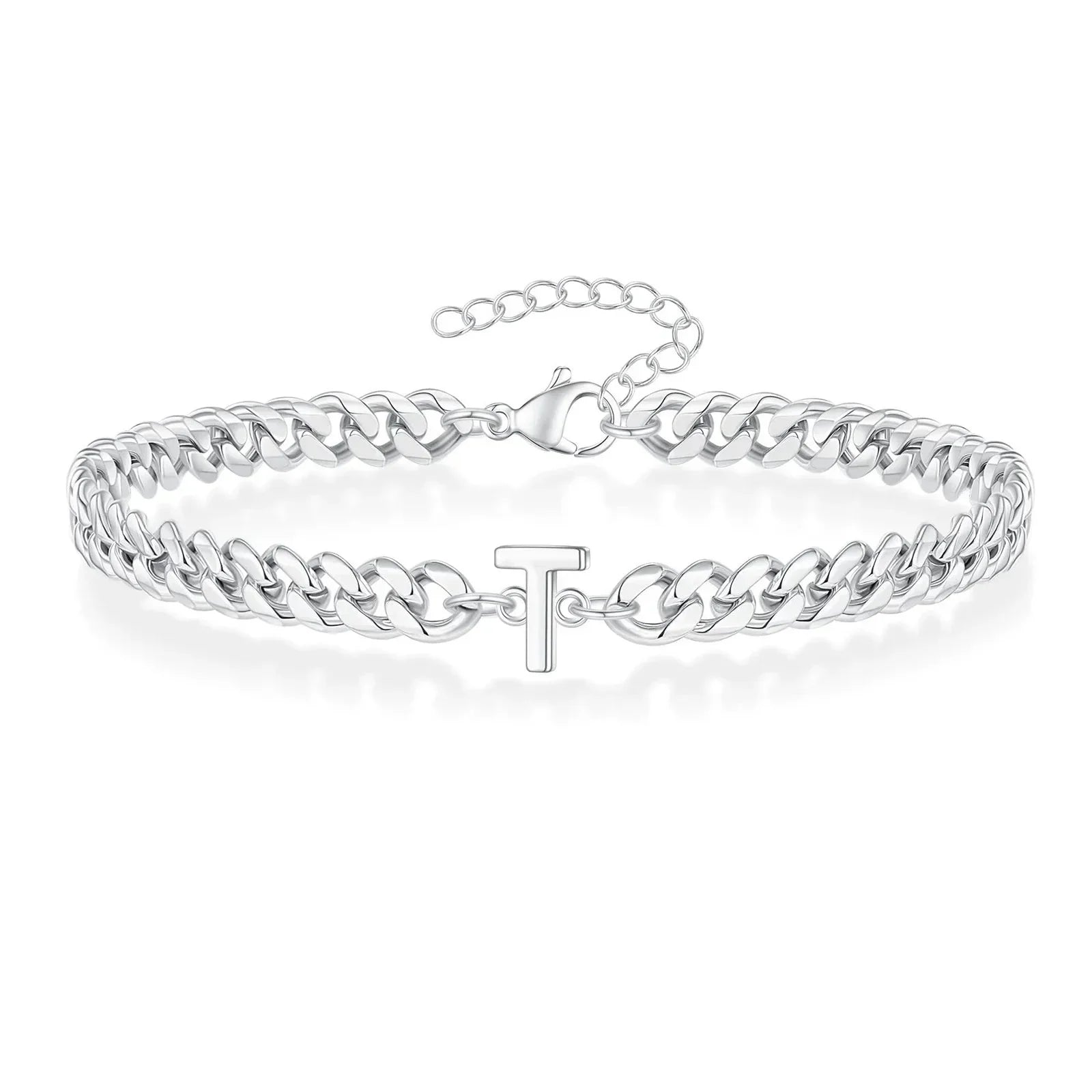 Pulsera cubana con inicial para parejas