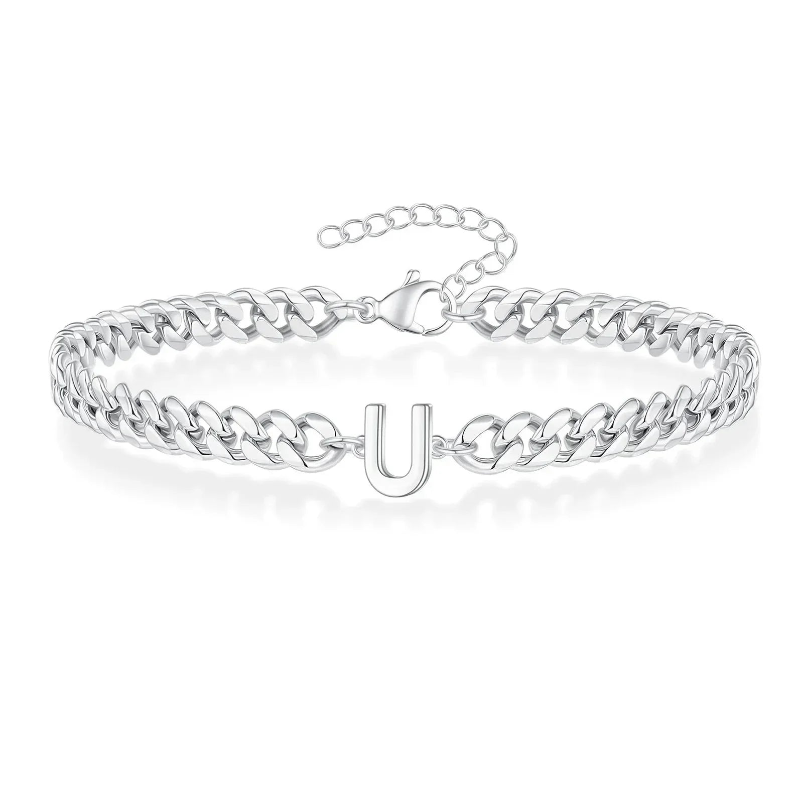 Pulsera cubana con inicial para parejas
