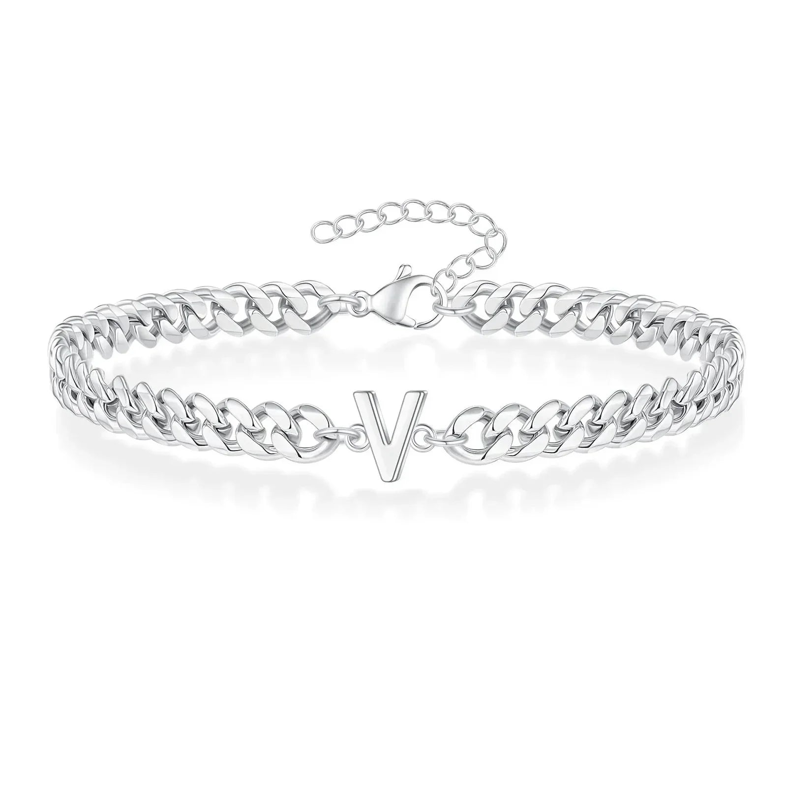 Pulsera cubana con inicial para parejas