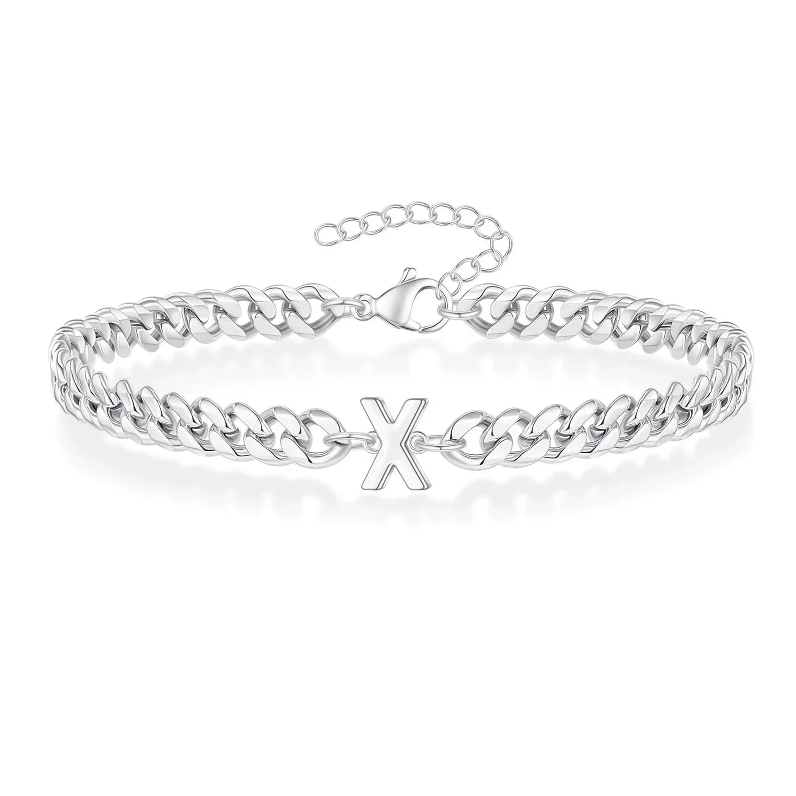 Pulsera cubana con inicial para parejas