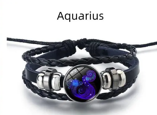 Pulsera de cuero con amuleto astrológico
