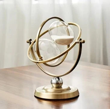 Reloj de arena con marco giratorio de anillos y pedestal con patas