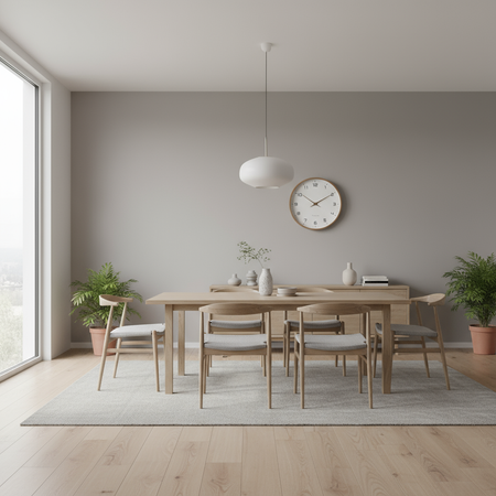 Reloj de pared nórdico con marco de madera minimalista