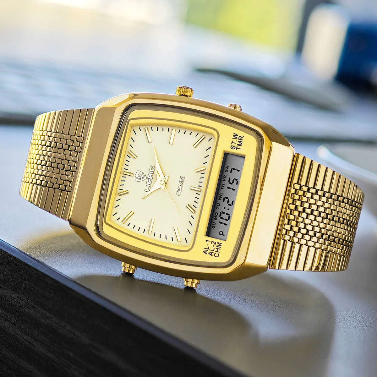 Reloj Híbrido Analógico-Digital Clásico para Hombre