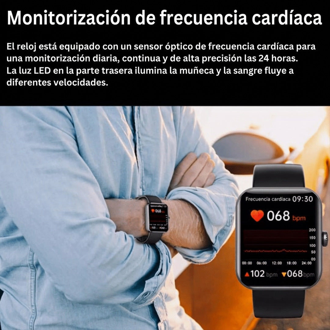 Reloj medidor de glucemia para monitorización sin dolor