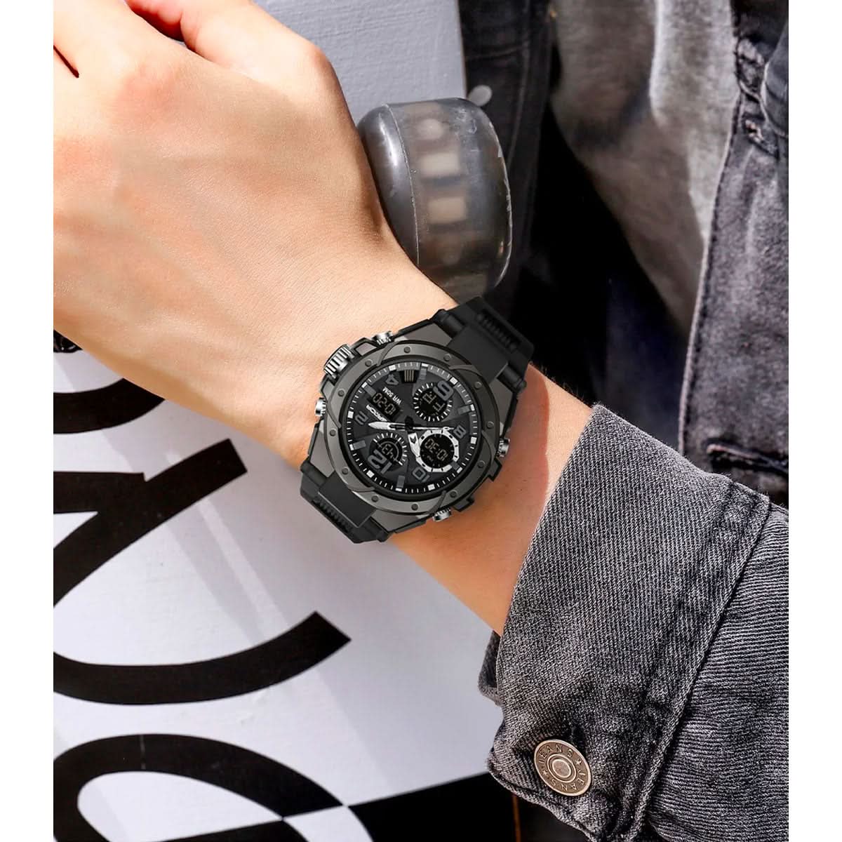 Reloj militar para hombre con pantalla analógica y digital