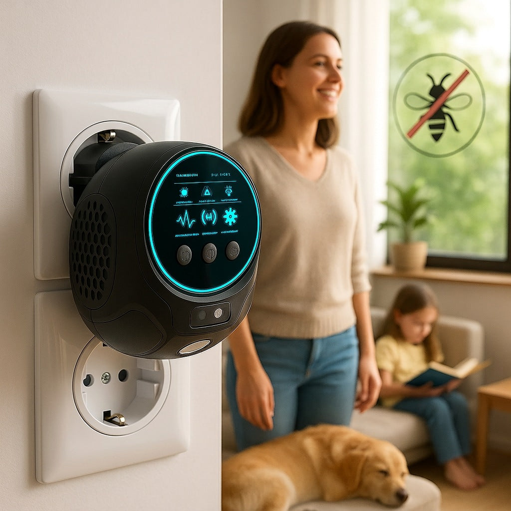 Repelente ultrasónico de abejas y avispas sin químicos con cobertura 360° para hogar y exterior