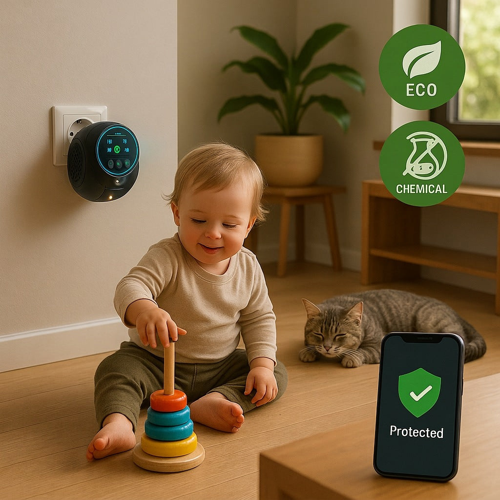 Repelente ultrasónico de abejas y avispas sin químicos con cobertura 360° para hogar y exterior