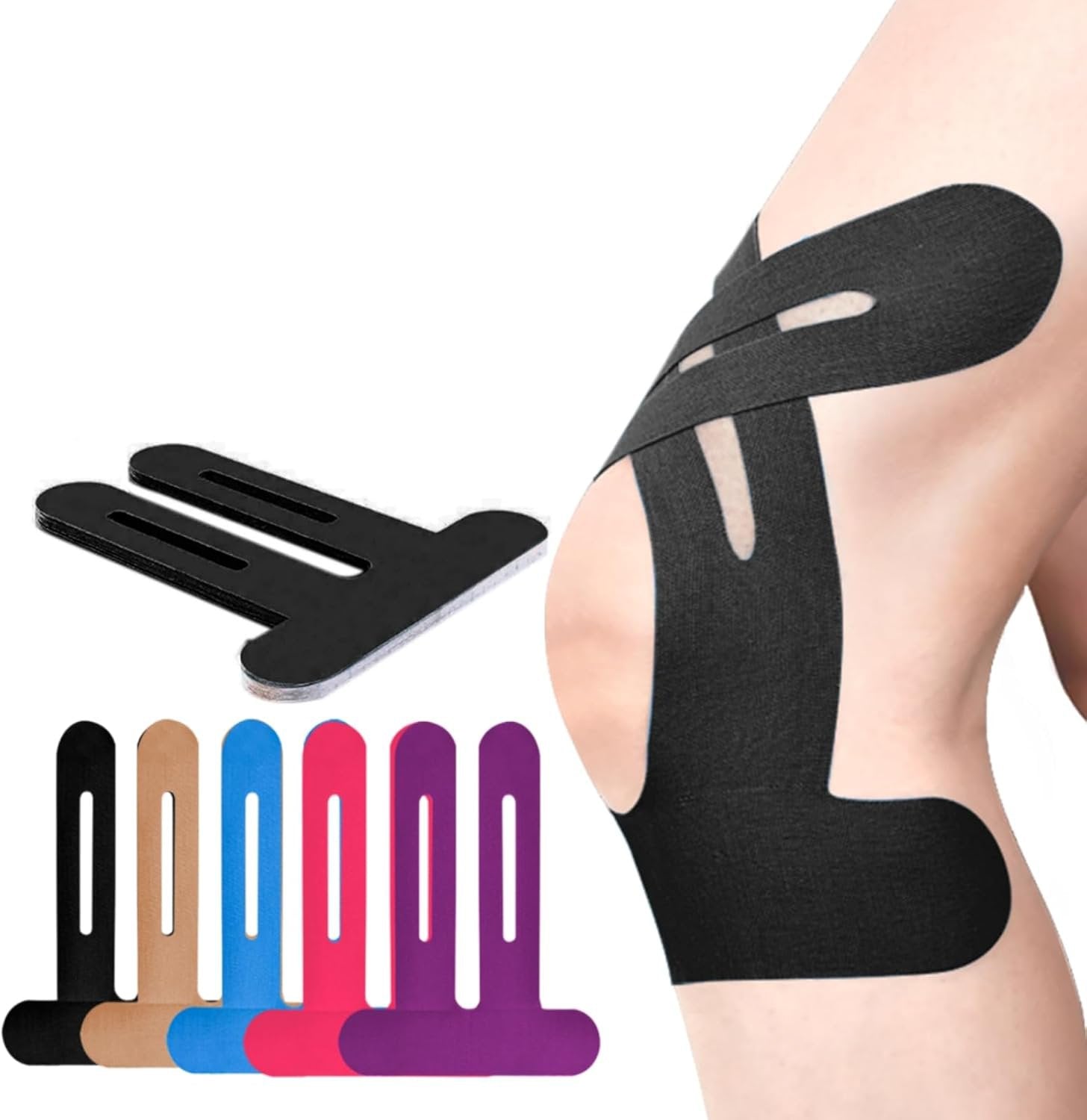 Rodillera | Cinta kinesiológica precortada | Soporte de rodilla transpirable | Flexify