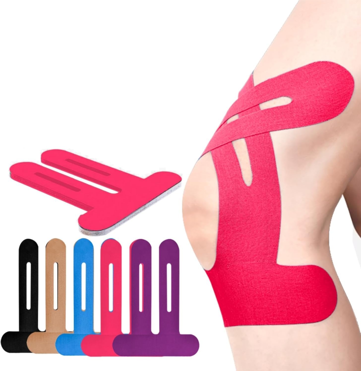 Rodillera | Cinta kinesiológica precortada | Soporte de rodilla transpirable | Flexify