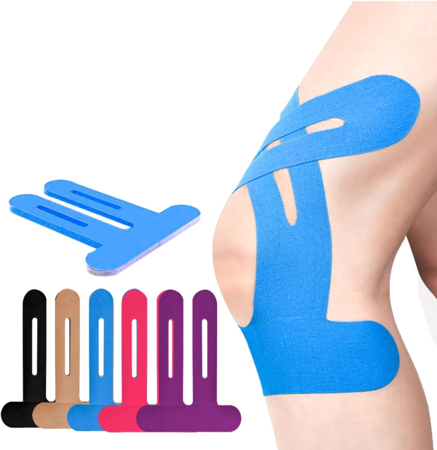 Rodillera | Cinta kinesiológica precortada | Soporte de rodilla transpirable | Flexify