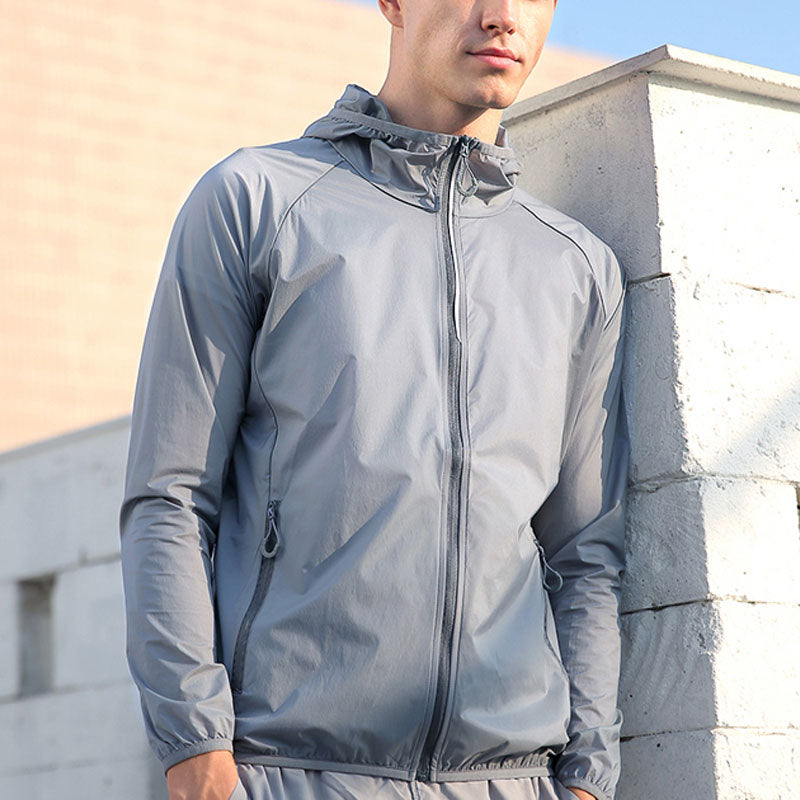 Ropa ultraligera de protección UV con cuello alto y bolsillos laterales