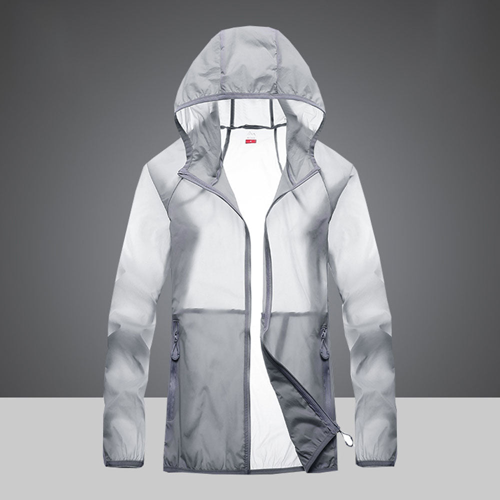 Ropa ultraligera de protección UV con cuello alto y bolsillos laterales