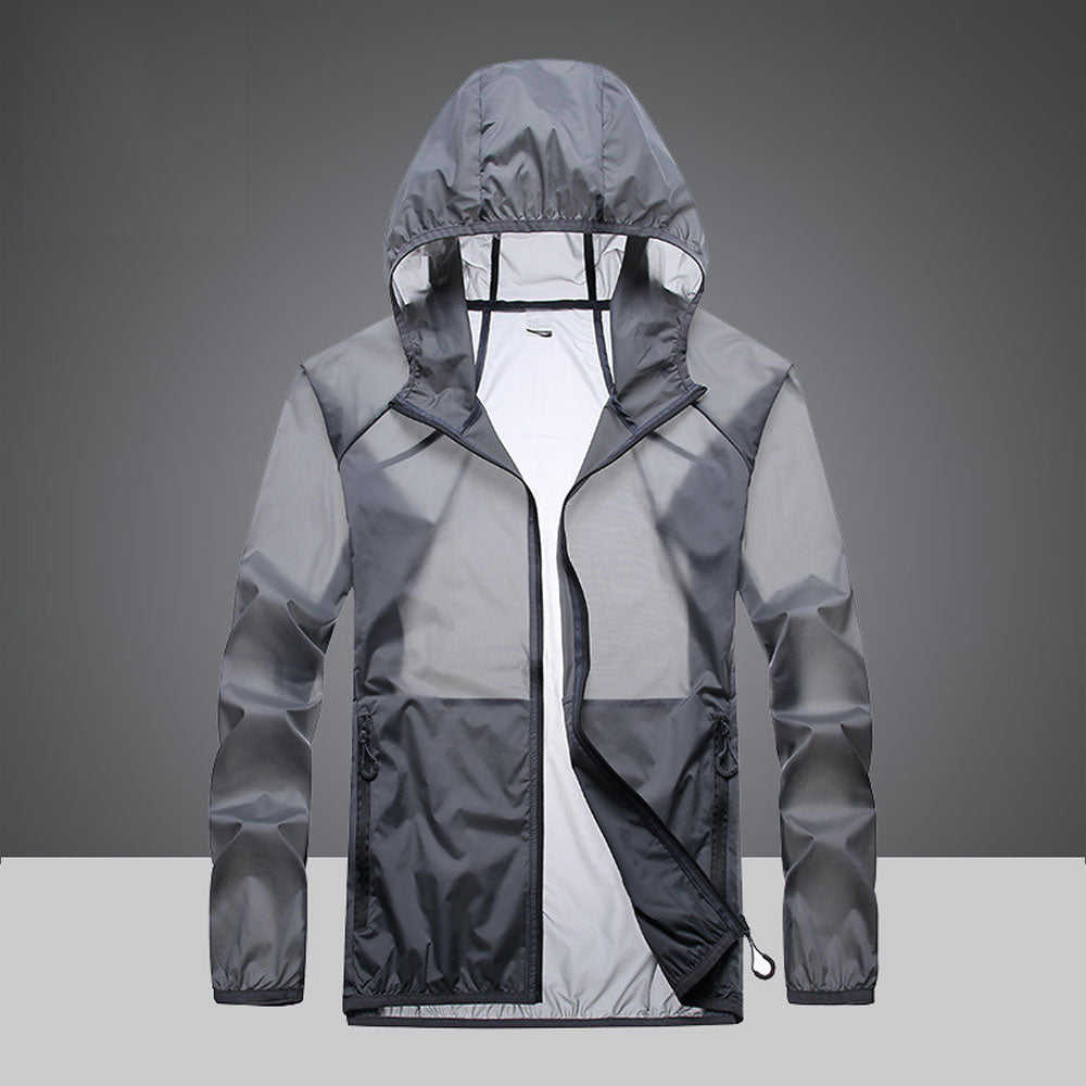 Ropa ultraligera de protección UV con cuello alto y bolsillos laterales