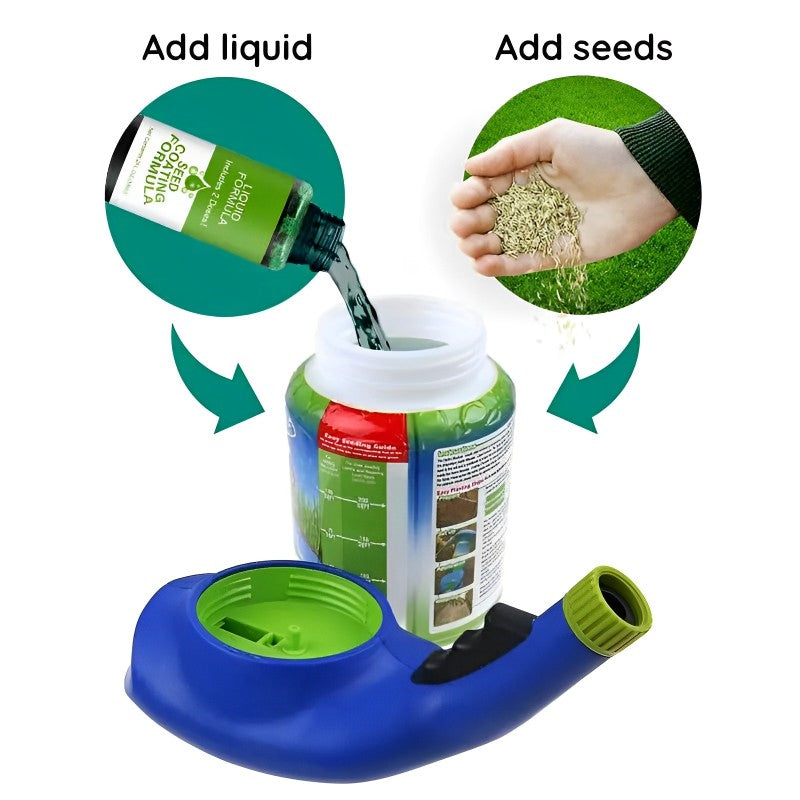 Semillas de césped líquidas Hydro Mousse en spray para aplicación fácil en zonas irregulares y de mucho tránsito