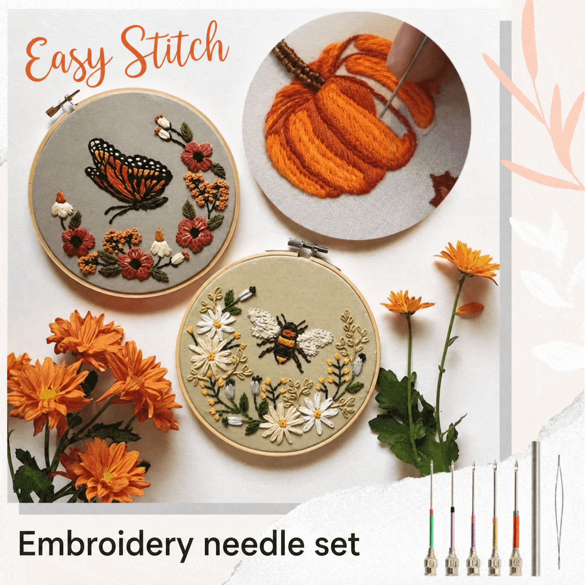 Set de agujas de bordar | Puntadas fáciles | Agujas con código de colores | EasyStitch