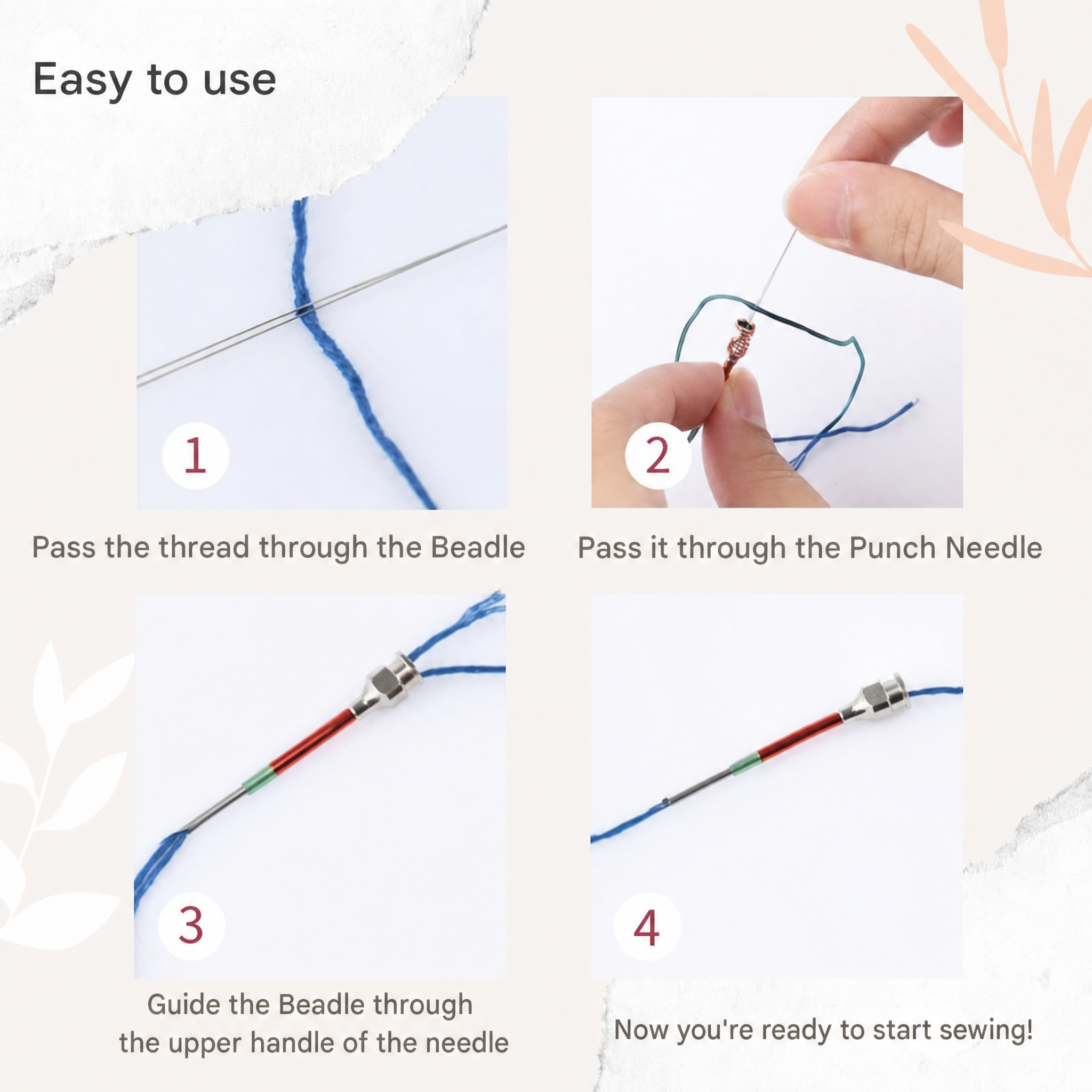 Set de agujas de bordar | Puntadas fáciles | Agujas con código de colores | EasyStitch