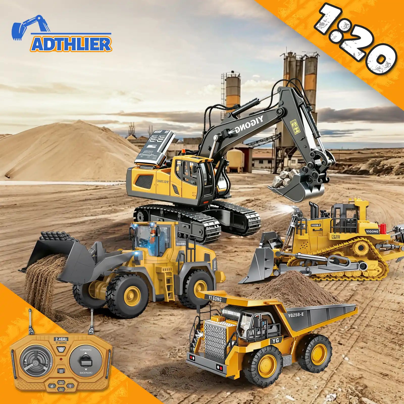 Set de construcción RC de 4 vehículos