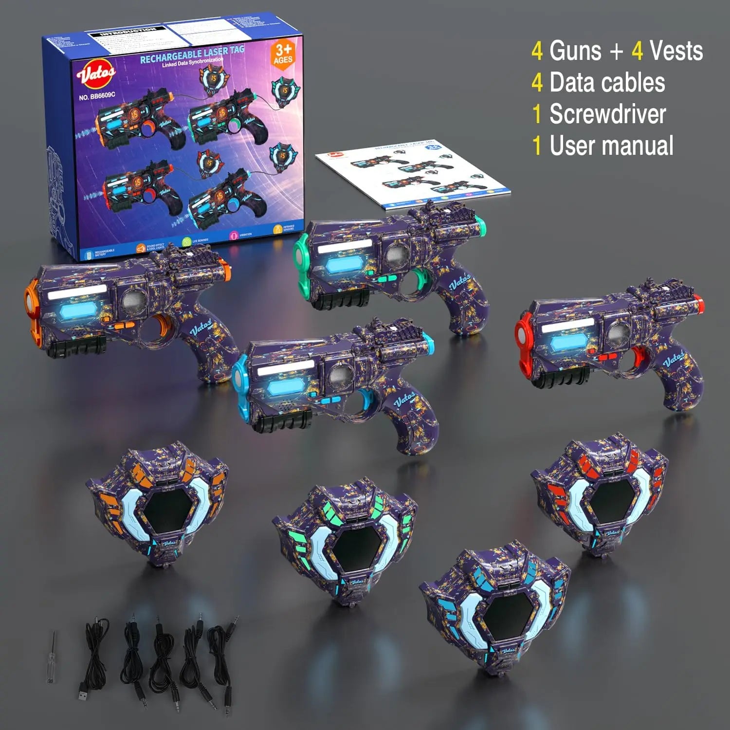 Set de Láser Tag Recargable Familiar con Puntuación Sincronizada