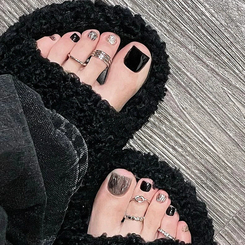 Set de uñas postizas con diseño holográfico brillante