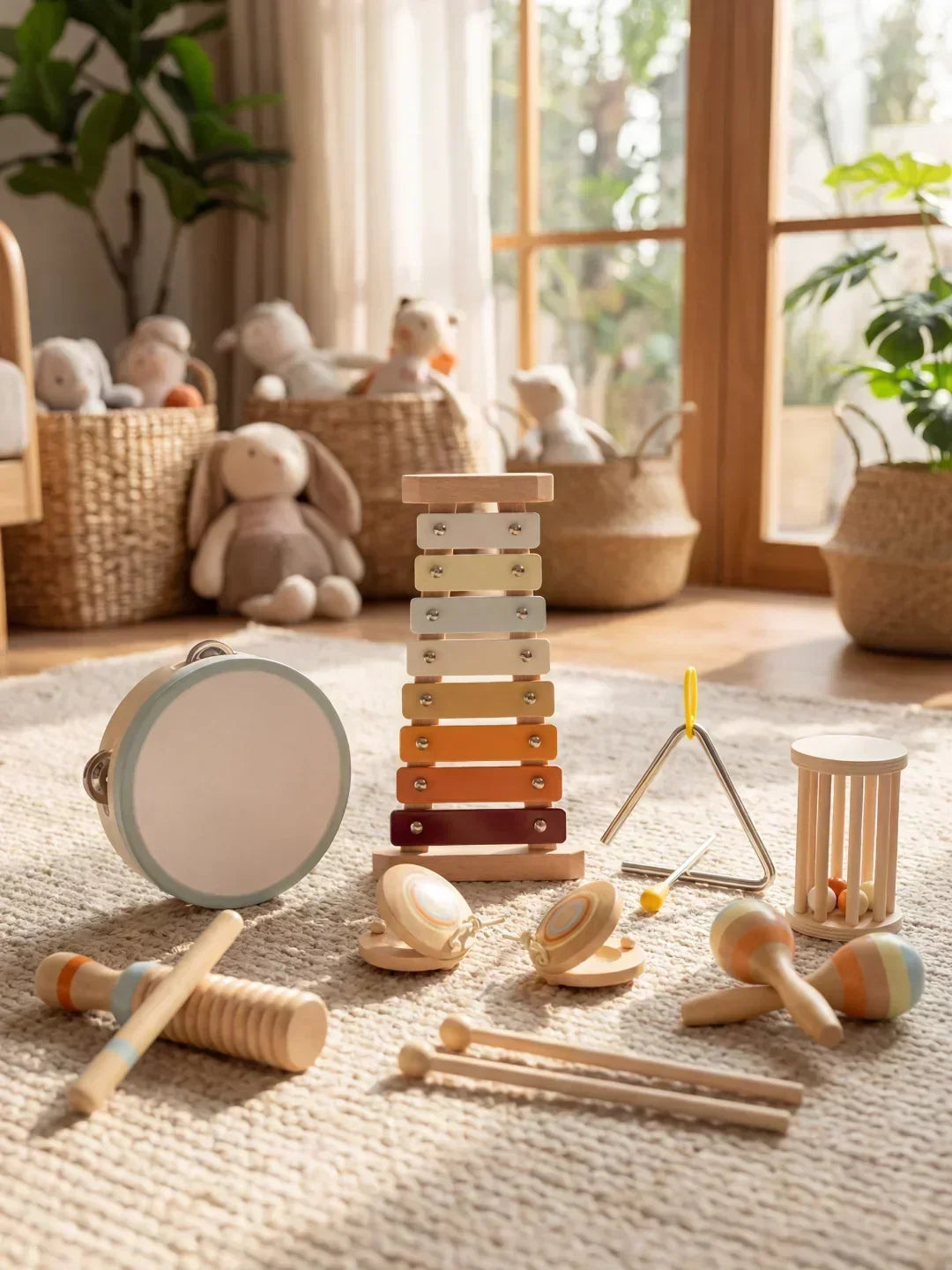 Set Premium de Instrumentos Musicales de Madera para Bebé 7 en 1