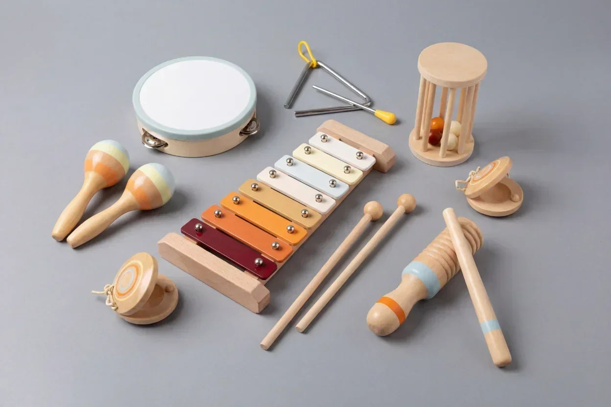 Set Premium de Instrumentos Musicales de Madera para Bebé 7 en 1
