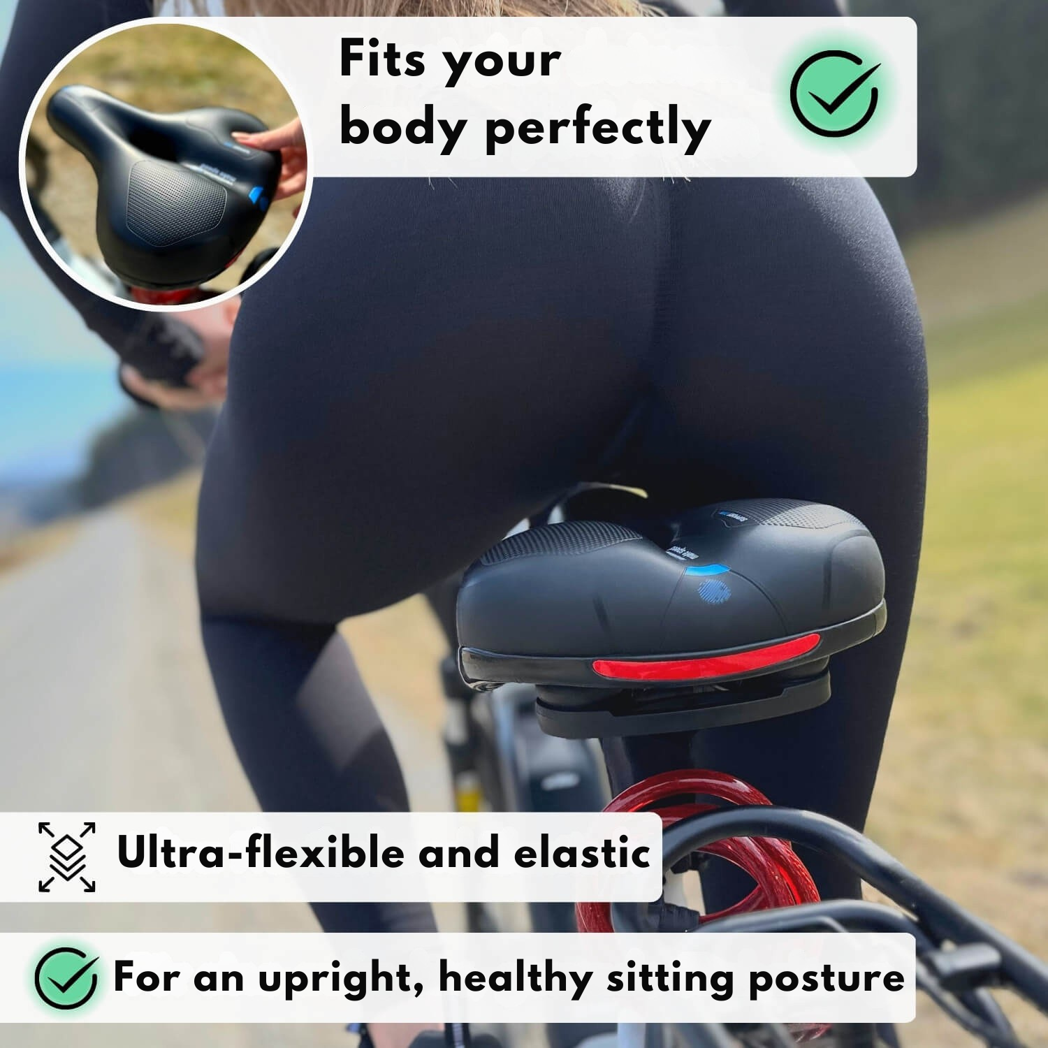 Sillín de bicicleta ergonómico con amortiguación de impactos