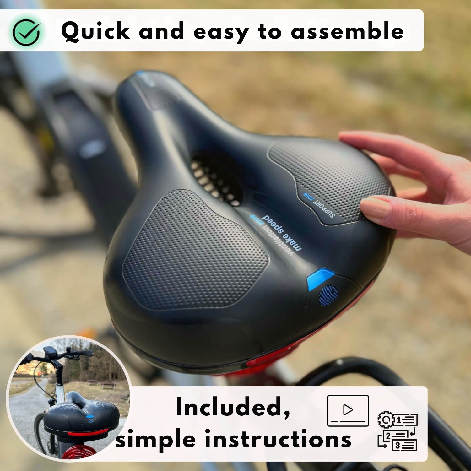 Sillín de bicicleta ergonómico con amortiguación de impactos