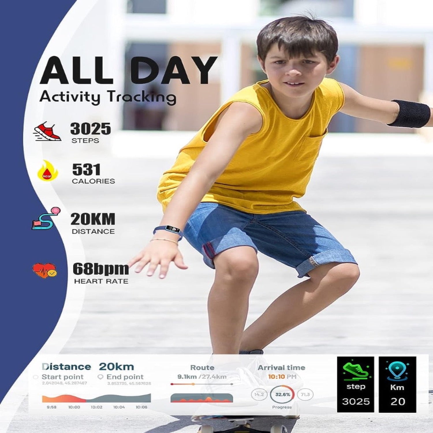Smartwatch infantil con GPS, seguimiento de actividad y funciones de salud – Viona