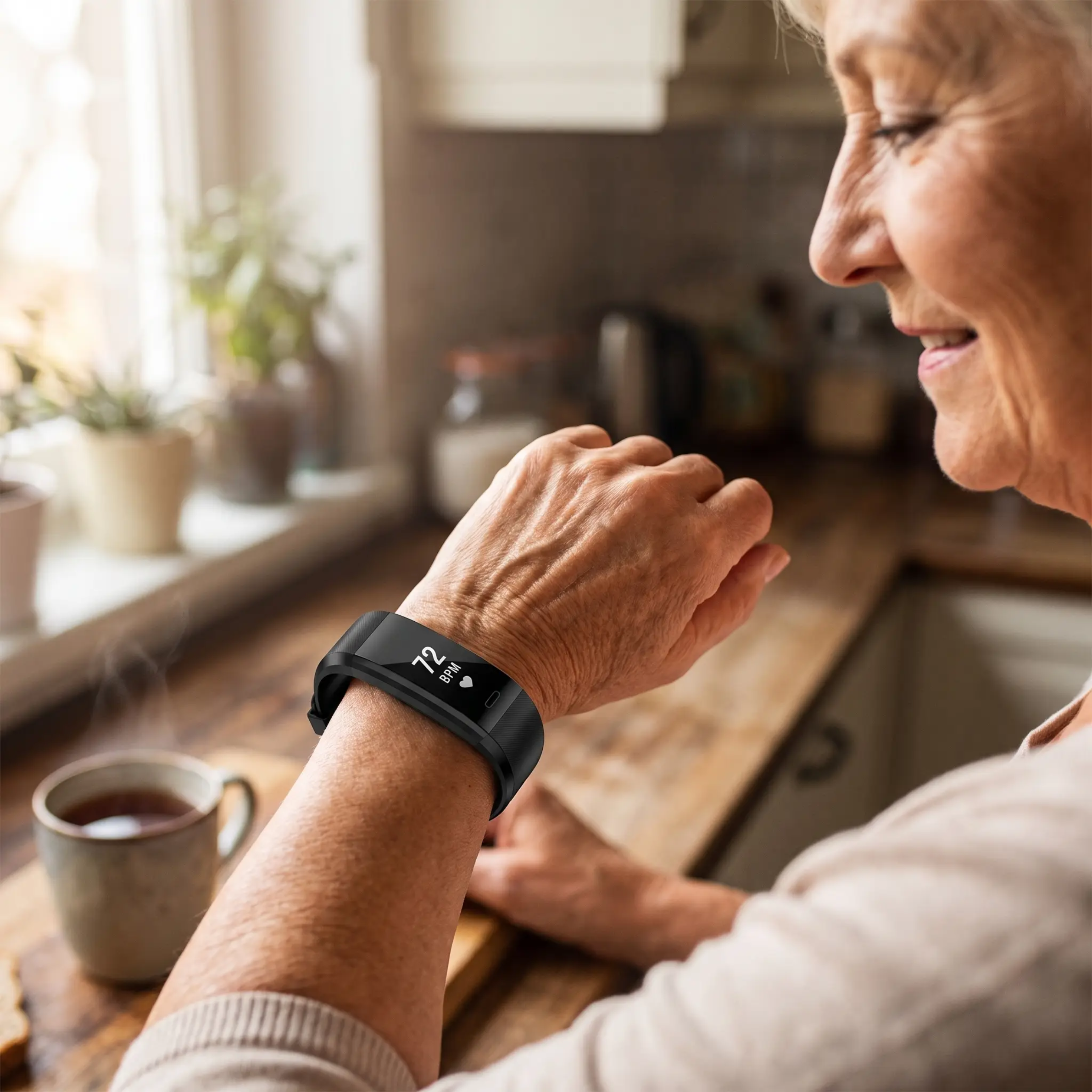 Smartwatch para mayores con monitor de frecuencia cardíaca y presión arterial