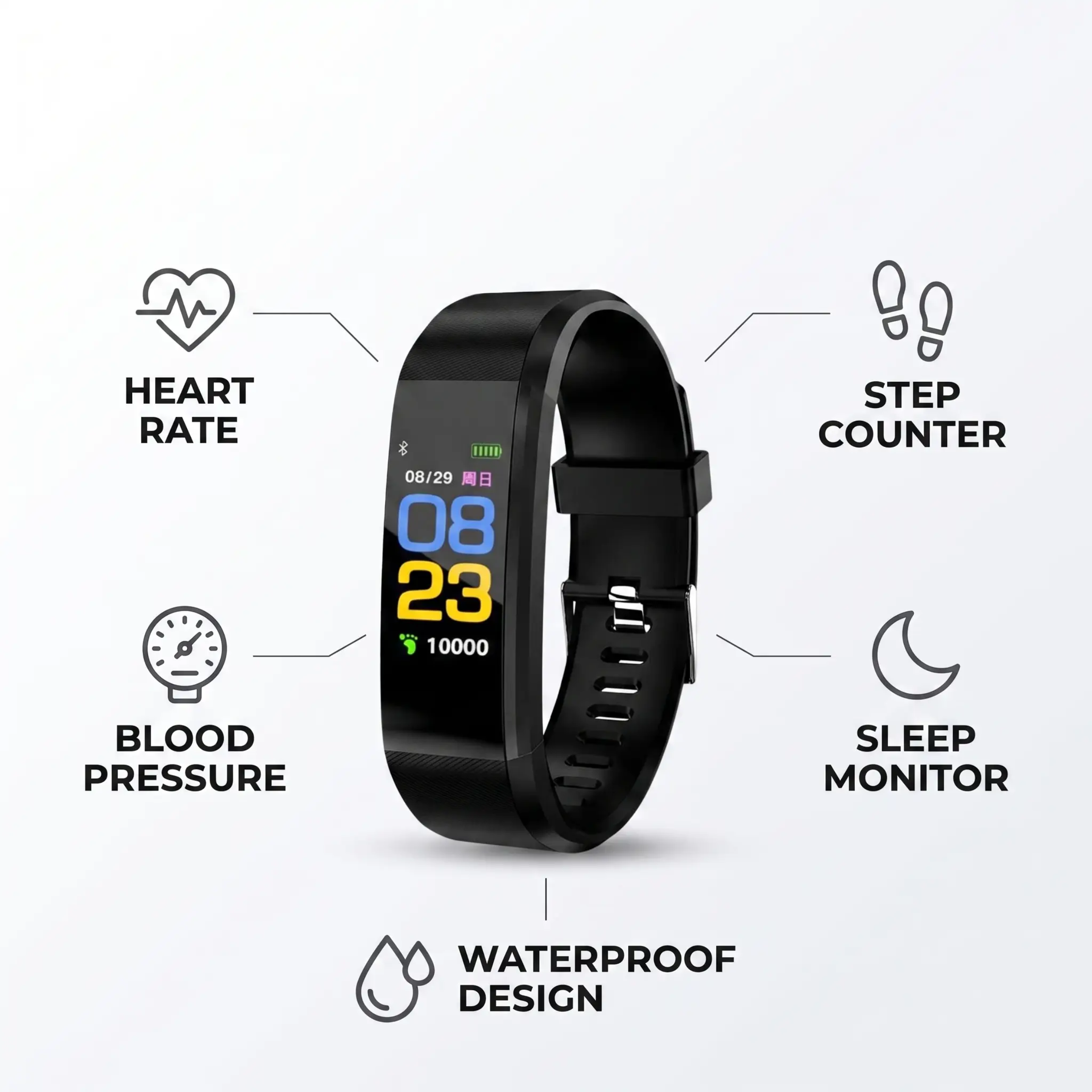 Smartwatch para mayores con monitor de frecuencia cardíaca y presión arterial