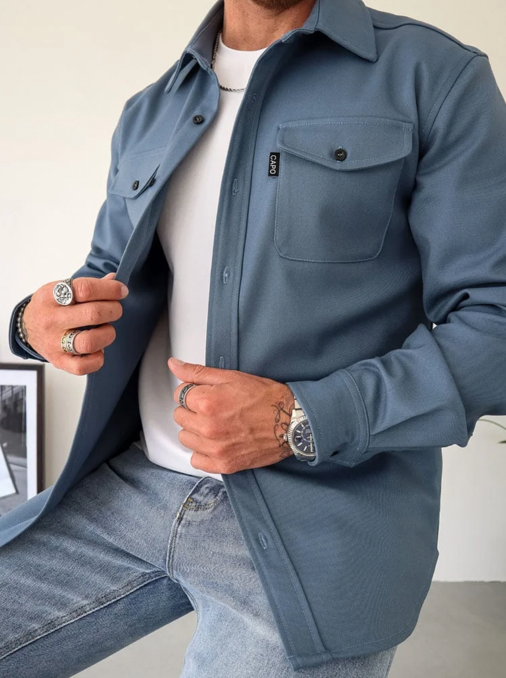 Sobrecamisa casual para hombre ideal para capas