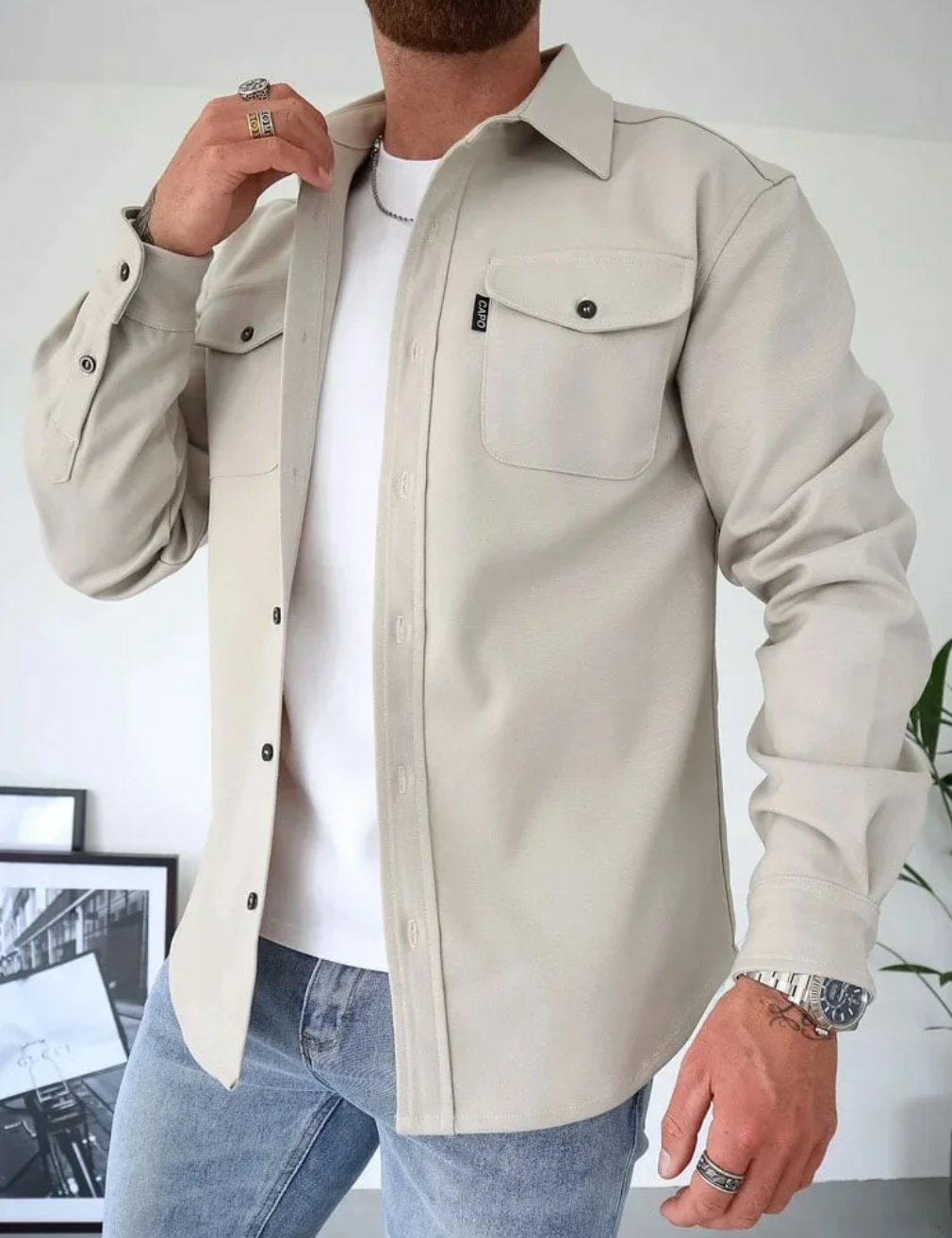 Sobrecamisa casual para hombre ideal para capas
