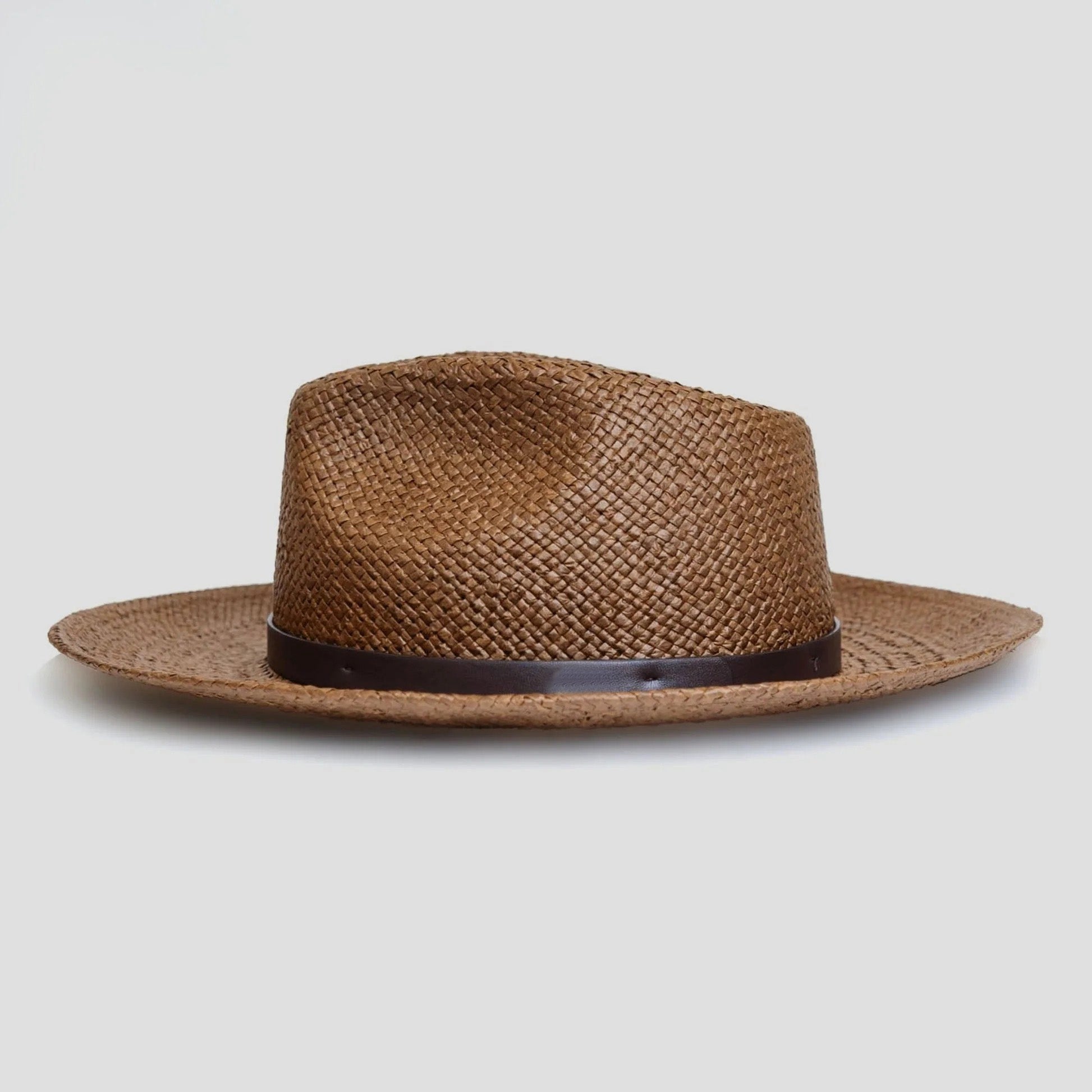 Sombrero fedora de paja minimalista moderno – Café