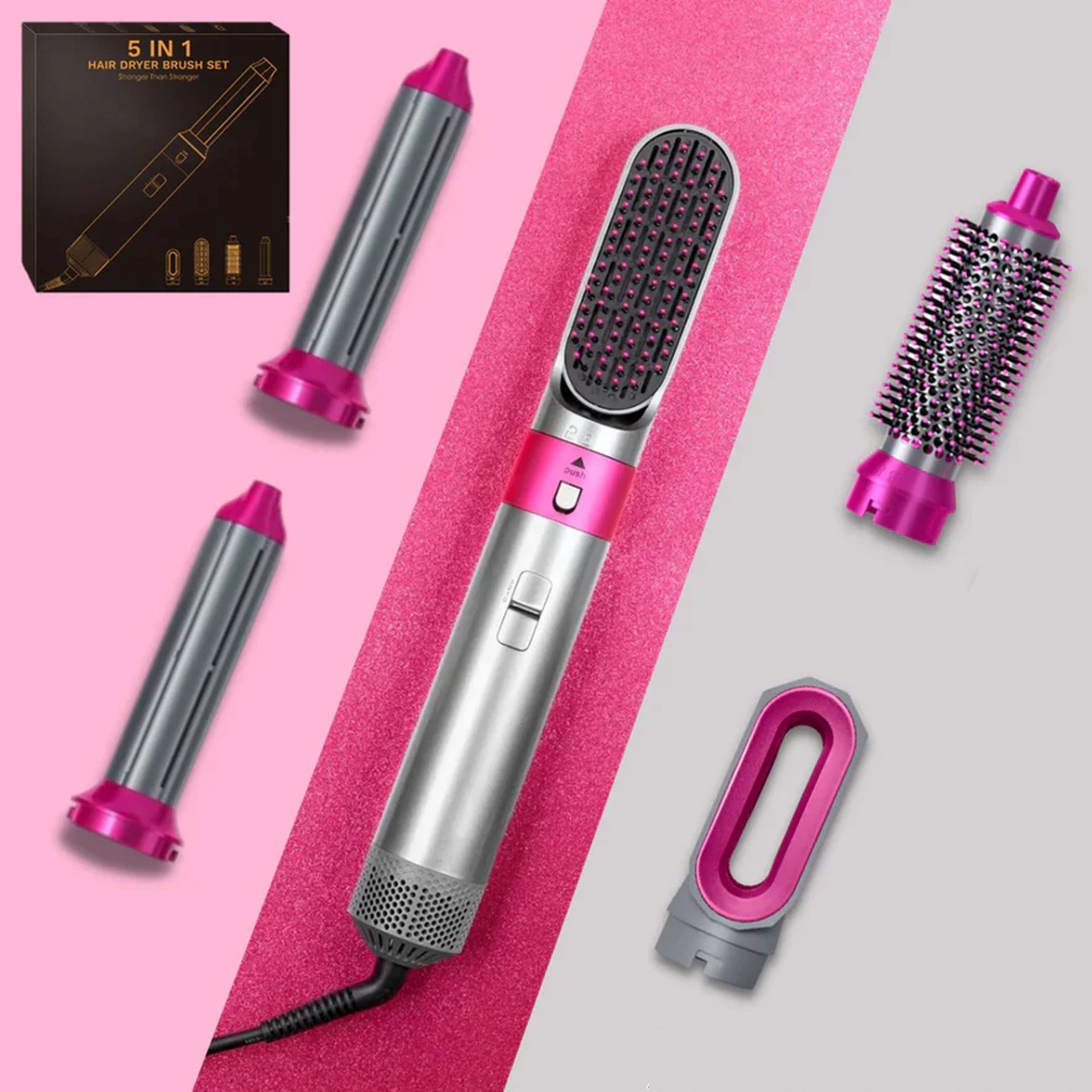 Styler para el pelo 5 en 1 con rizador automático, secador y cepillo alisador